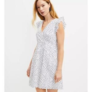 Loft Eyelet Ruffle Sleeve Crossover Dress Size 6